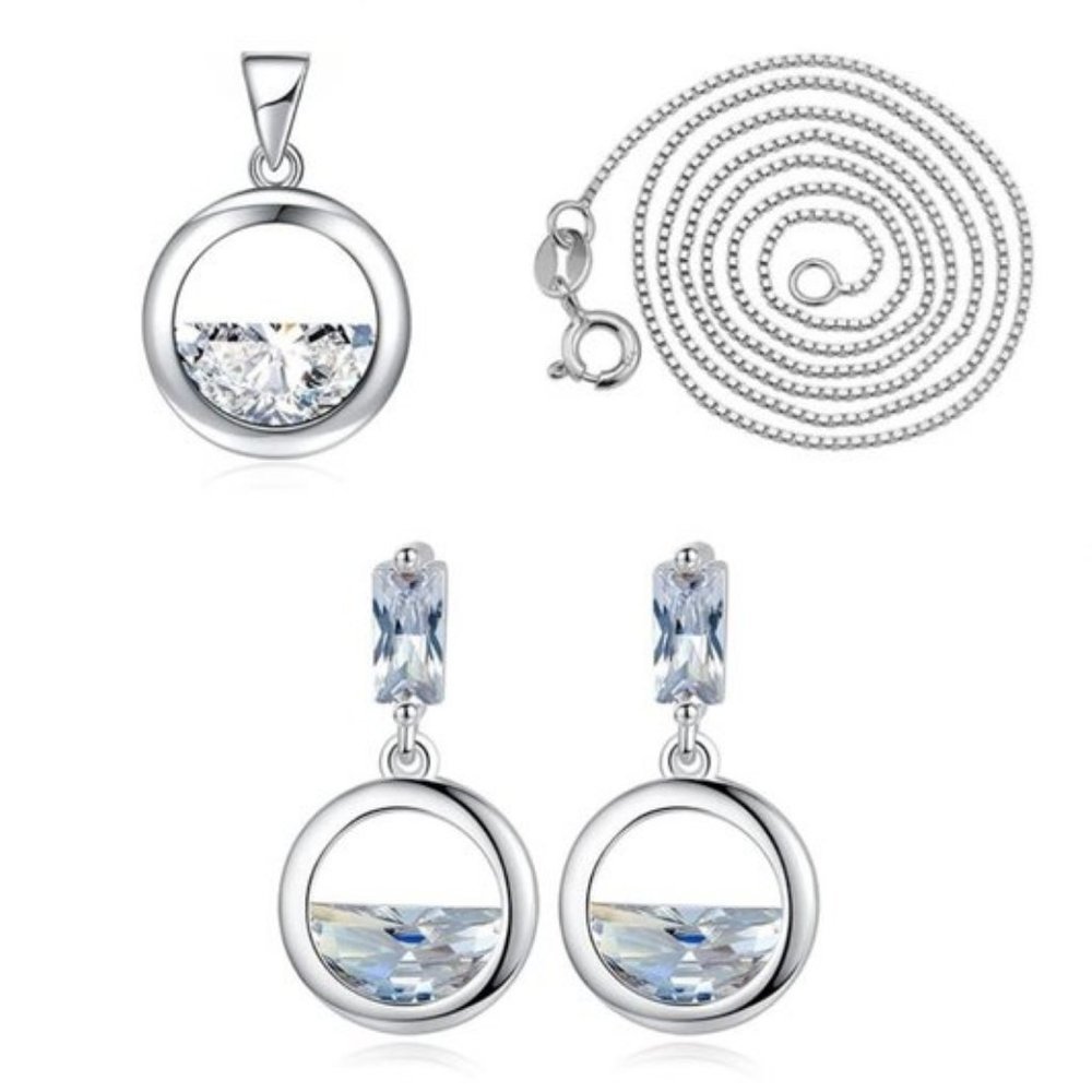 NEW[Set of 2] Sterling Silver Diamond Waterdrop A